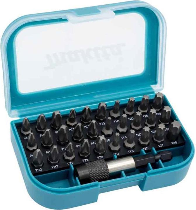 Actual product image Makita P-73374 Set 31 pieces (Hexagon socket TX M10, Hexagon socket TX M15, Hexagon socket TX M20, Cross Phillips PH M1, Cross Phillips PH M2, Hexagon socket TX M25, Hexagon socket TX M27, Hexagon socket TX M40, Cross Pozidriv PZ M1, Cross Pozidriv PZ M2, Cross Pozidriv PZ M3, Hexagon socket TX M30, Hexagon socket TX M8)