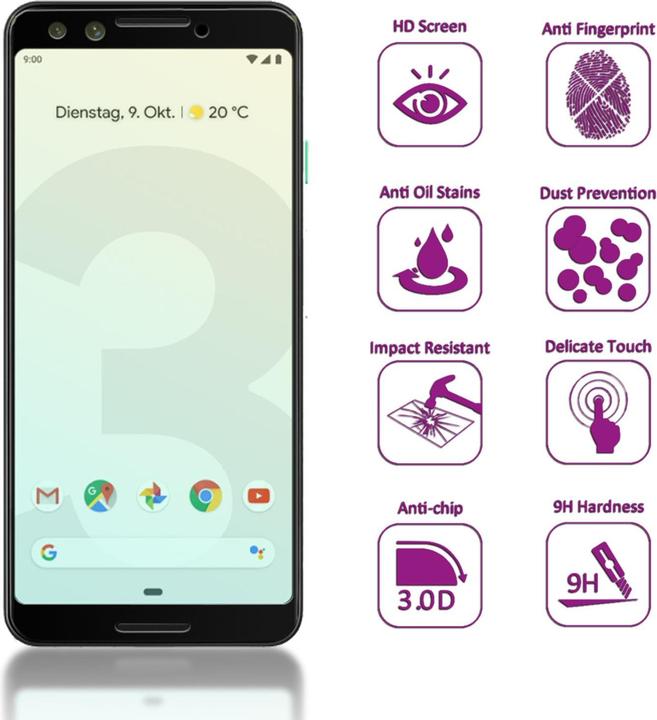 Actual product image Nalia Protective glass (1 Piece, Google Pixel 3)