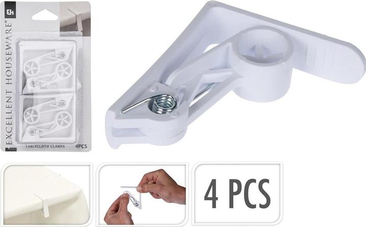 Actual product image Excellent Houseware Tablecloth Clamp 4 pcs. (2 x 11 x 18 cm)