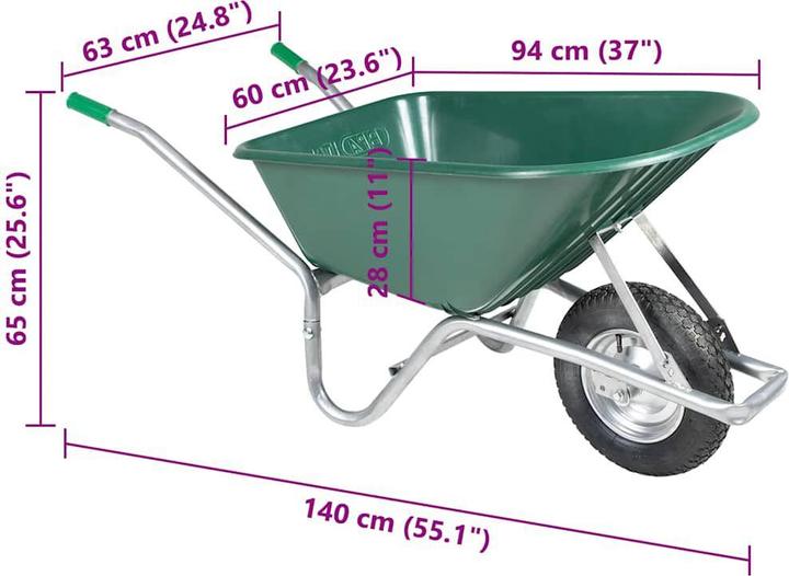 Immagine prodotto VidaXL Carriola verde 90 L 150 kg Acciaio zincato e plastica