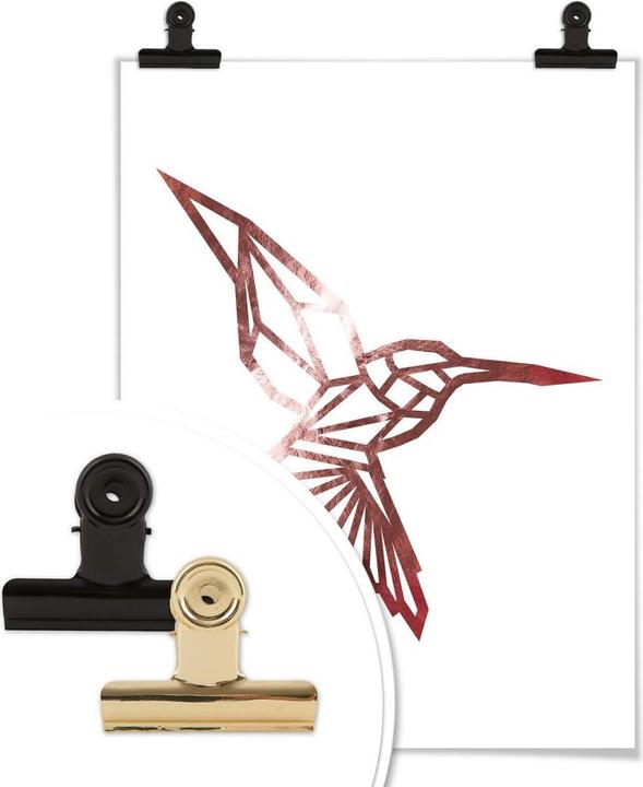 Immagine prodotto Trenddeko Colibrì Origami - ottica oro rosa (60 x 80 cm)