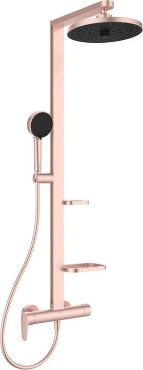 Produktbild Ideal Standard Duschsystem Alu+: Ceraflow Brausearmatur 2 Ablagen, 2F-Handbrause, 2F-Kopfbrause