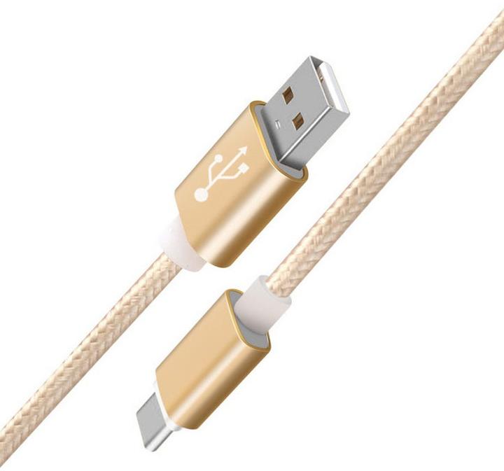 Actual product image Hermex Anki Type-C 3.1 USB Metal Charging Cable Fabric Data Cable 2.4A 1m GOLD (1 m, USB 3.1)