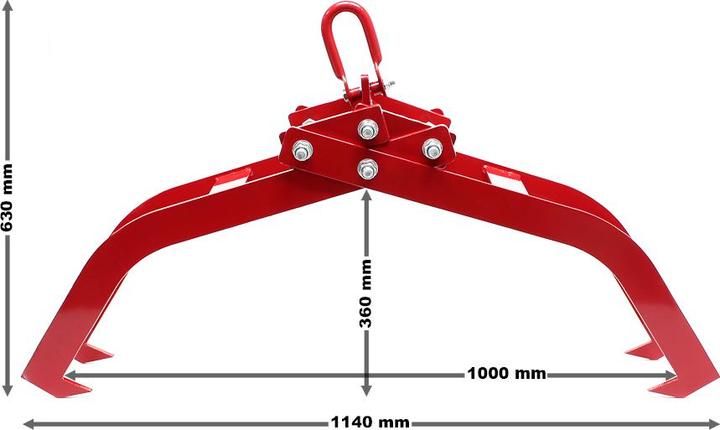 Image du produit Wiltec Pince forestière pour troncs max. 850 mm, Force 1500 kg, Pince de levage, 4 Mandrins de serrage (850 mm)
