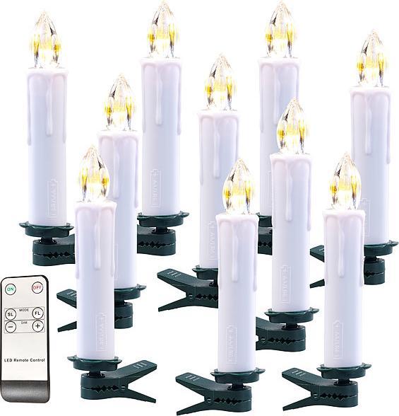 Image du produit Lunartec Funk-Weihnachtsbaum-LED-Kerzen mit Fernbedienung (10 x)