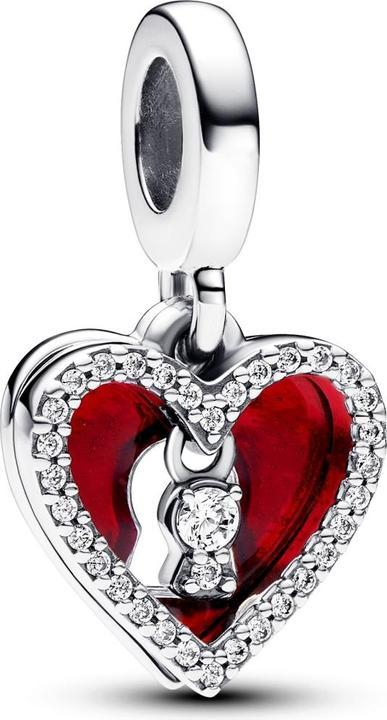 Immagine prodotto Pandora Ciondolo doppio con cuore rosso e buco della serratura (Argento 925)