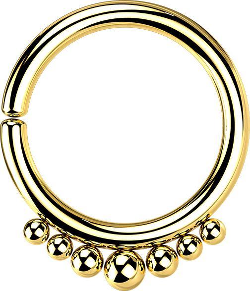 Produktbild Star Piercing Micro Piercing Ring vergoldet sieben Kugeln (Chirurgenstahl 316L, ohne Messing)