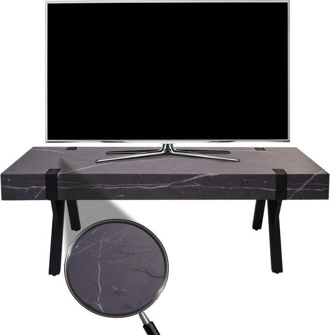 Produktbild Mendler TV-Rack HWC-L54, Metall 42x120x40cm Marmor-Optik grau