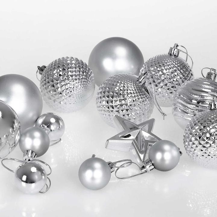 Actual product image Deuba 66tlg Christmas tree balls silver (1 -part)
