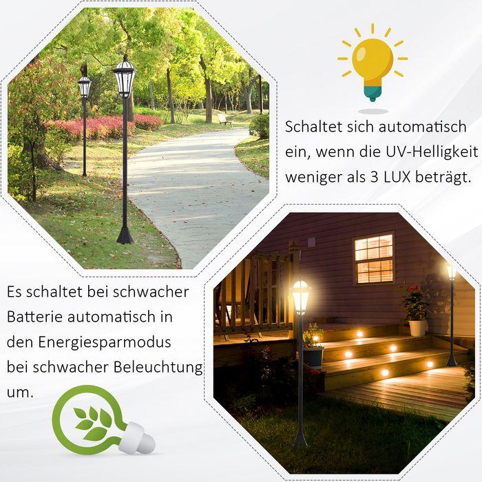 Actual product image Swisshandel24 Solar garden lantern, set of 2, garden light, path light with LED, 6-8 hrs, stainless steel black (IP44)