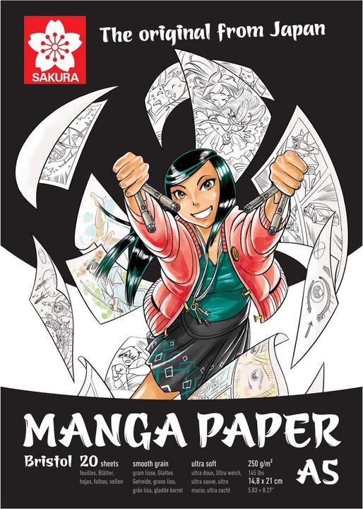 Sakura Carton à dessin Manga A5 (A5, Blanc, Couverture rigide)