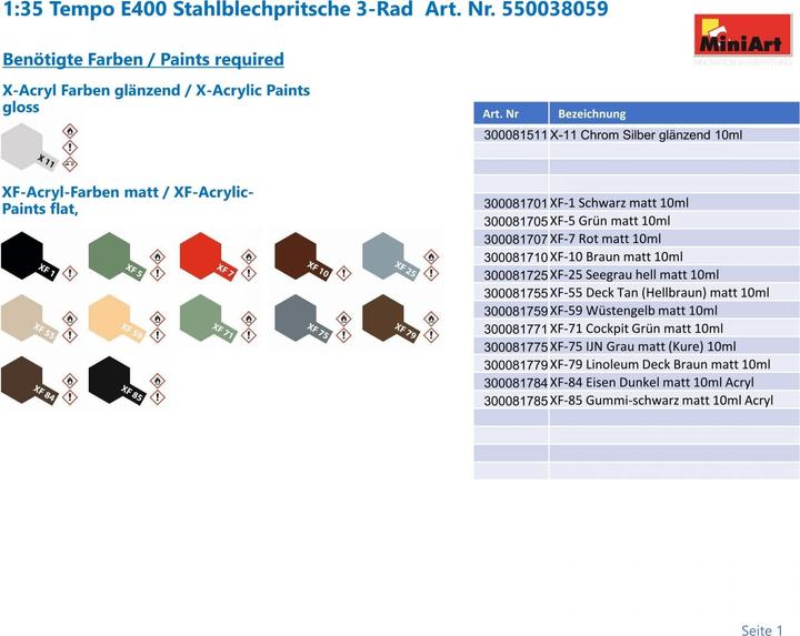 Produktbild 1:35 Tempo E400 Stahlblechpritsche 3-Rad