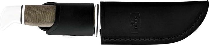 Actual product image Buck SKINNER PRO 103, S35VN steel, stainless, linen micarta, leather sheath (10.20 cm)