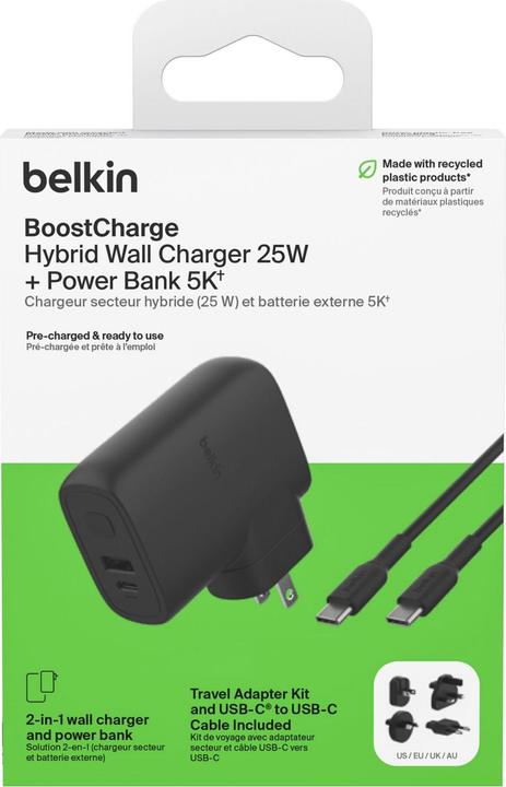 Produktbild Belkin chargeur secteur hybride 25W et B (5000 mAh, 25 W, 25 Wh)