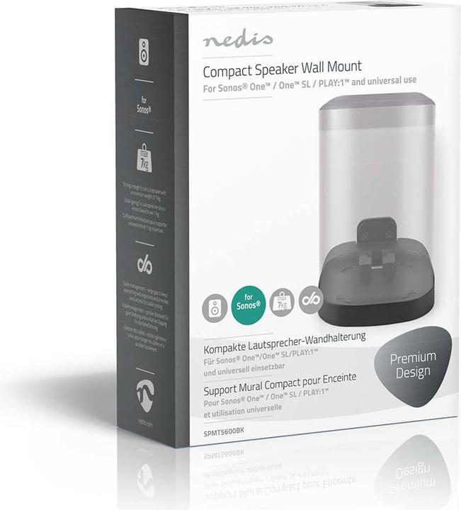 Actual product image Nedis Wall mount, Sonos One/SL/Play:1, fixed - black (1 pcs., Wall installation, Not movable)