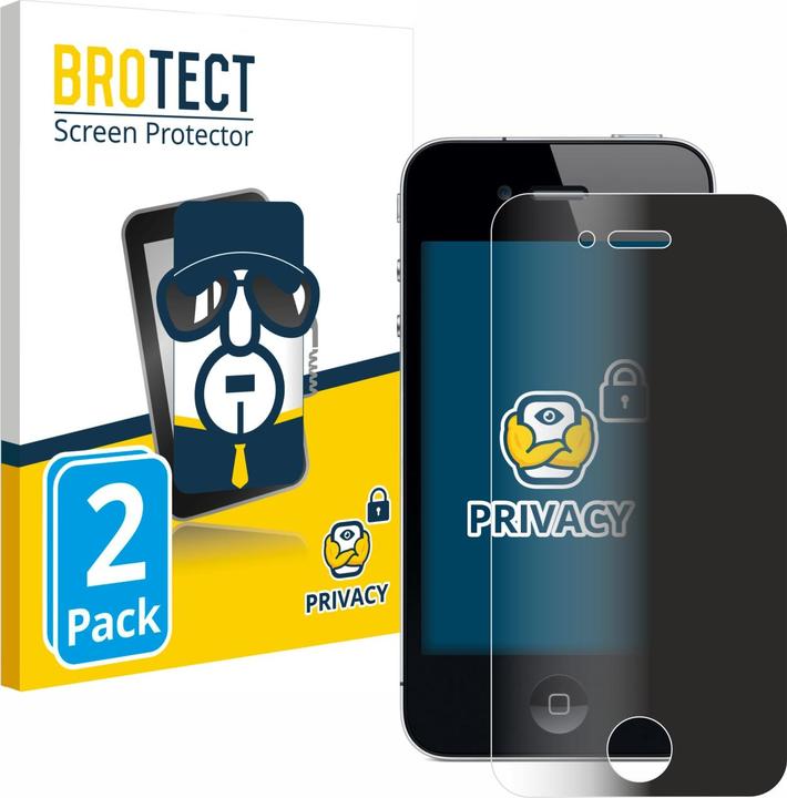 Produktbild BROTECT Sichtschutzfolie Anti-Spy Privacy Folie Blaulicht-Schutz (2 Stück, Apple iPhone 4)
