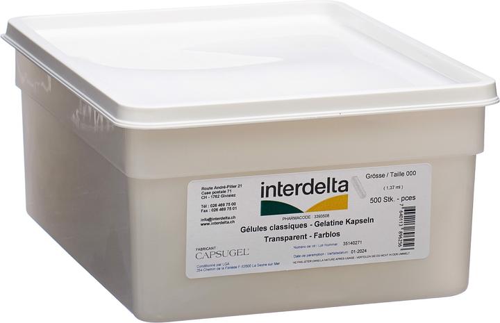 Interdelta Gelatine Kapseln 000 transparent (500 Stück, Kapseln)