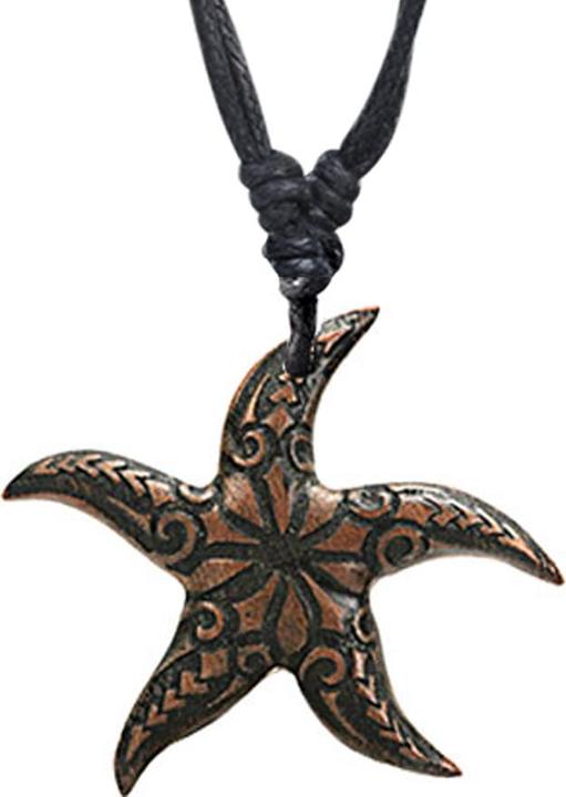 Immagine prodotto Star Piercing Halskette schwarz Anhänger Seestern mit Gravur aus Sawo Holz (senza ottone, Organico)