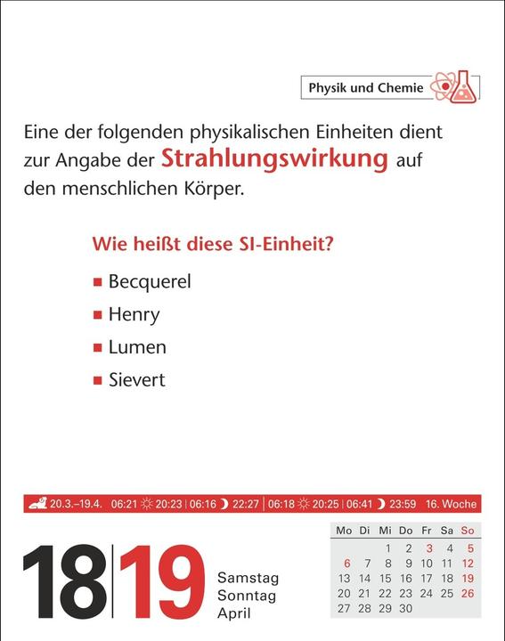 Produktbild Harenberg Duden Allgemeinbildung Tagesabreisskalender 2026 - Wissen und Quizzen (11 x 14 cm, Deutsch)