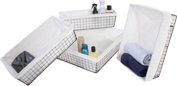Image du produit Swisshandel24 Lot de 4 paniers à étagères Tanta, panier de salle de bain Panier d'armoire Rangement, métal avec