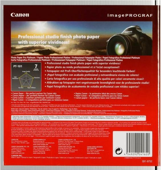 Immagine prodotto Canon Carta fotografica Pro Platinum (300 g/m², A2, 20 x)