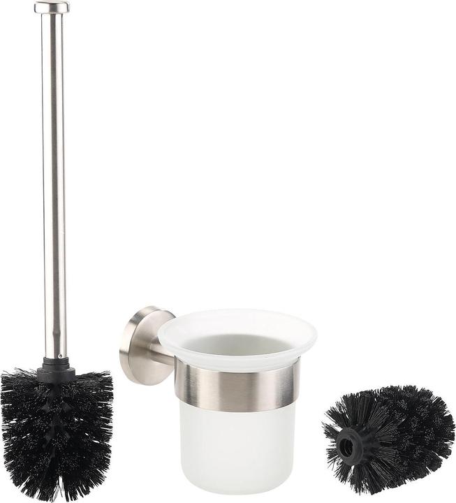 Produktbild BadeStern Edelstahl/Glas-WC-Garnitur zur Wandmontage