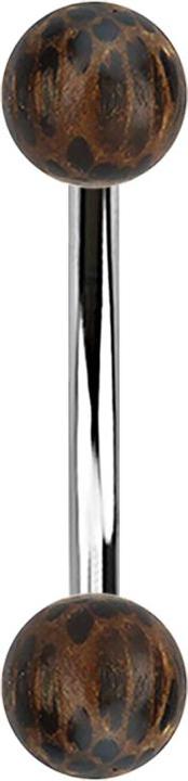 Produktbild Star Piercing Banane silber mit zwei Kugeln aus Palmholz (Chirurgenstahl 316L, ohne Messing, Organisch)