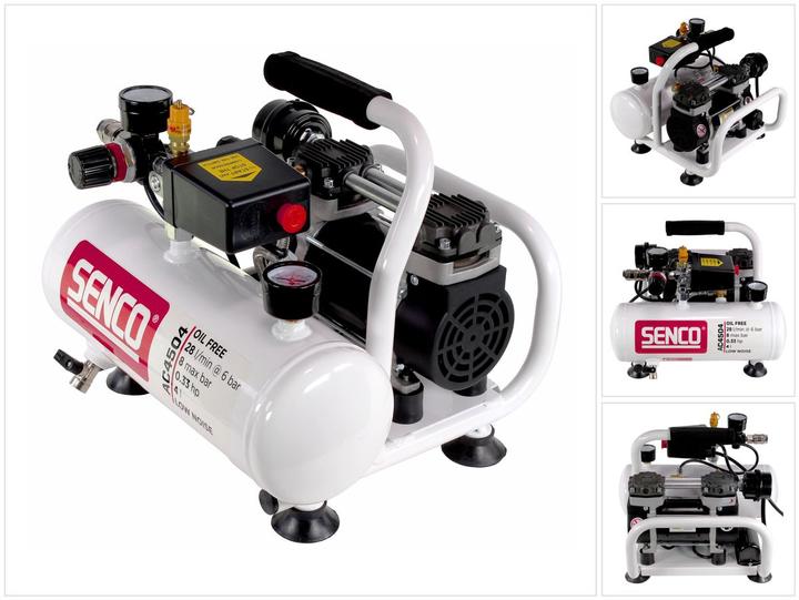 Productafbeelding Senco AC4504 Stille compressor olievrij 230V 8bar 4l volume ( AFN0024 ) (8 bar, 4 l)