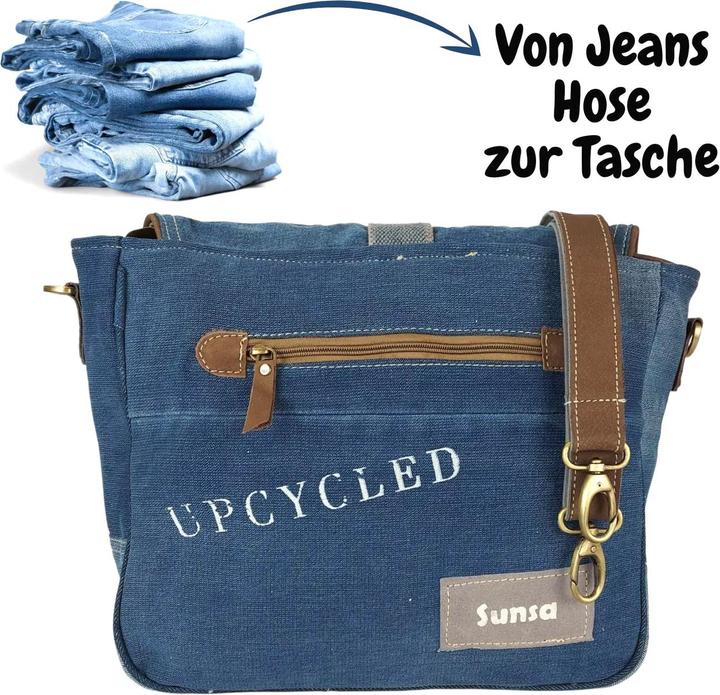 Image du produit Sunsa Sac en jean Sac à bandoulière Sac à main école Upcycling No.62