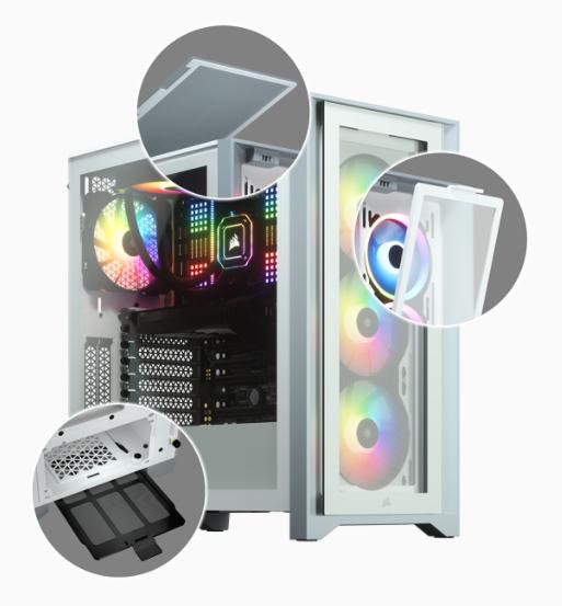Produktbild Corsair iCUE 4000X RGB Mid-Tower White-Gehäuse aus gehärtetem Glas (ATX, mATX, Mini-ITX, E-ATX)