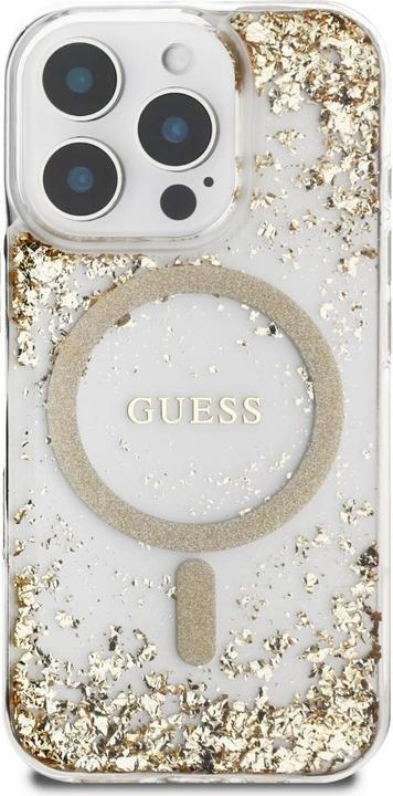 Actual product image Guess HC Resin Bottom Glitter MagSafe case for iPhone 16 Pro - gold (Apple iPhone 16 Pro)