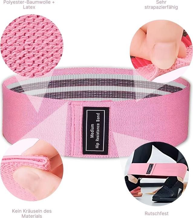 Image du produit Hermex Glute-Band Hip-Resistance-Band Bande d'entraînement Booty-Band Bande de fitness (0.37 m, Fort, Léger, Moyen)