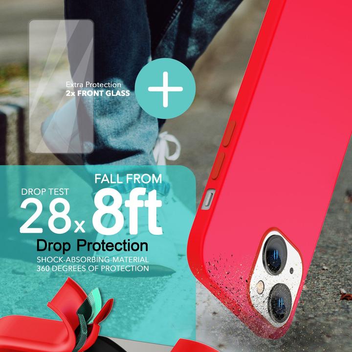 Actual product image Nalia Liquid silicone case with MagSafe function & 2x display protection glass (Apple iPhone 14)