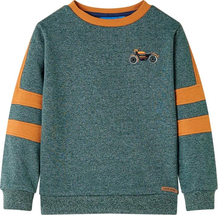 VidaXL Kinder-Sweatshirt Dunkelgrün Melange 116,Material: 50 (116)