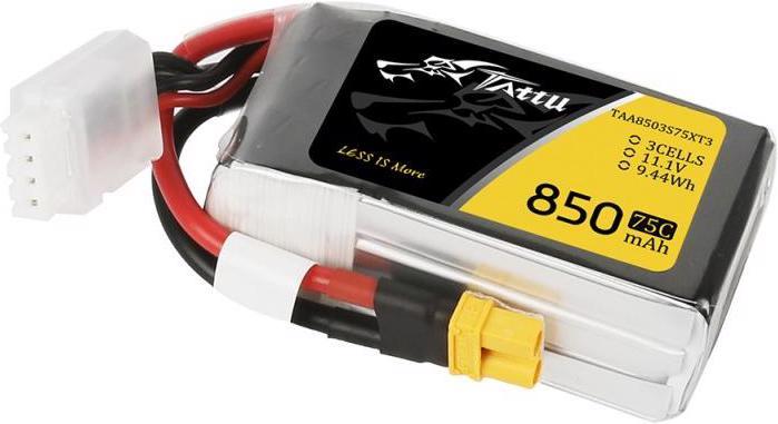 Immagine prodotto Tattu Batteria RC LiPo 850 mAh 11,1 V 75C (11.10 V, 850 mAh)