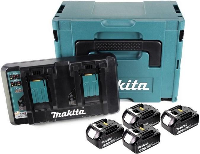 Actual product image Makita Power Source Kit 18V with 4x BL1830B battery 3.0Ah + DC18RD dual charger ( 197720-6 ) + Makpac (18 V)
