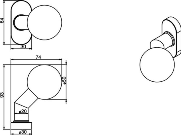 Produktbild Intersteel Profiltürknopf Material Edelstahl 304 fest (Türknopf)