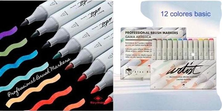 Produktbild Alex Bog Filzstifte Professional Bunt 12 Stücke Zweifachem Ende (Bunt, 12 x)