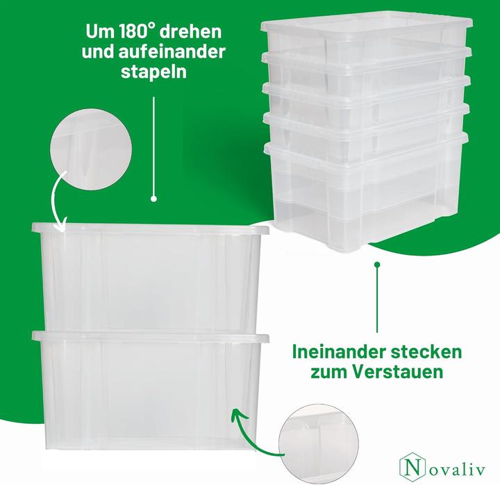 Immagine prodotto Novaliv Aufbewahrungsbox mit Deckel 5L transparente Nestbar stapelbare Plastikbox mit Clipverschluss (5 l)