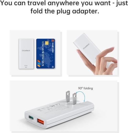 Produktbild Choetech USB-C und USB-A GaN Fast Charger (65 W)