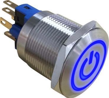 Produktbild RND Components Vandalensicherer Drucktaster, 1 Öffner / 1 Schliesser, Rastend, IP65, Flachsteckzunge, 2.8 x 0.5 mm