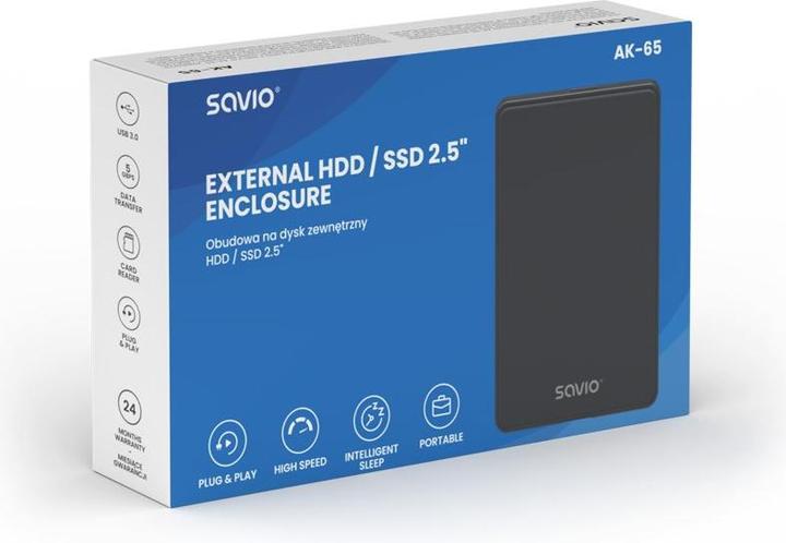 Actual product image Savio 2.5 External HDD/SDD enclosure USB 3.0 AK-65 (2.5")