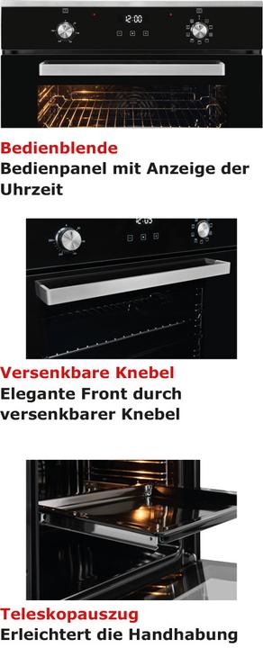 Produktbild Exquisit EBE76-9-H-020 inox, Einbaubackofen