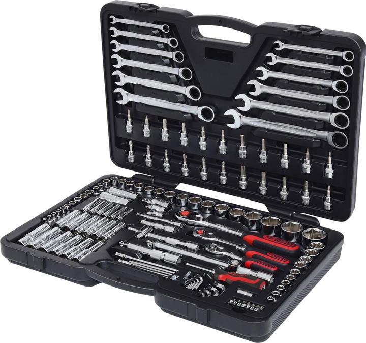 KS Tools 1/4"+3/8"+1/2" CHROMEplus Steckschlüssel-Satz, 124 Teile, hochglanzverchromt