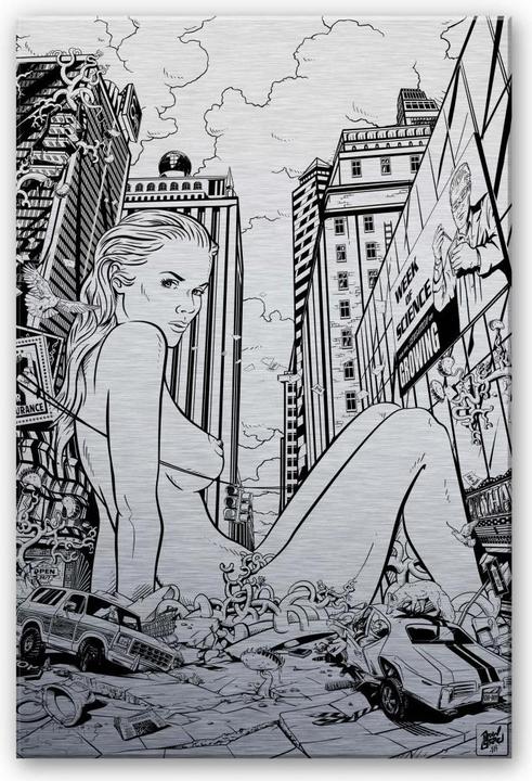 Actual product image Trenddeko Alu Dibond Silver Effect - Drawstore - Disaster Pin Up Plants (75 x 120 cm)