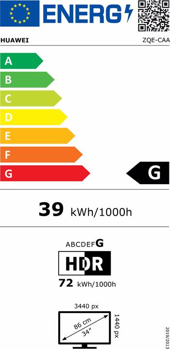 Energie-Label Huawei MateView GT (3440 x 1440 Pixel, 34")