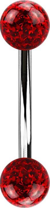 Produktbild Star Piercing Banane silber mit zwei Kristall Kugeln rot Epoxy Schutzschicht (ohne Messing, Chirurgenstahl 316L)