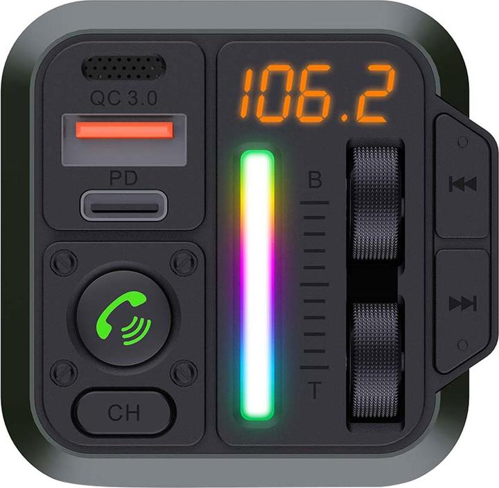 Immagine prodotto Nedis Trasmettitore FM per auto - Fisso - Vivavoce - 1" - Schermo ambrato - Bluetooth - PD 18 W/PD 2