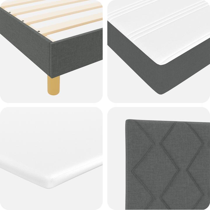 Produktbild VidaXL Boxspringbett mit Matratze Dunkelgrau 100x200 cm Stoff (100 x 200 cm)