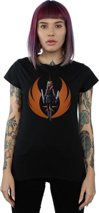 Actual product image Star Wars Womens/Ladies Clone Wars Ahsoka Rebel Pose Cotton T-Shirt (S)